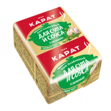 Сыр плавленый «Для супа и соуса с зеленью» «Карат» 90 гр. Сыр плавленый «Для супа и соуса с зеленью» «Карат» 90 гр.