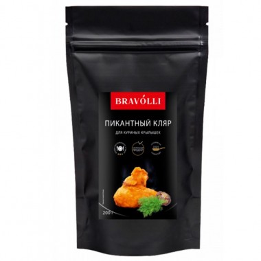 Пикантный кляр для куриных крылышек "Bravoli" 200 гр. Пикантный кляр для куриных крылышек "Bravoli" 200 гр.