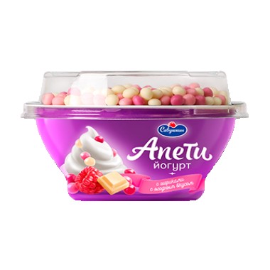 Йогурт АПЕТИ "Пломбир и рисовые шарики с ягодным вкусом" "Савушкин" 5% 105гр