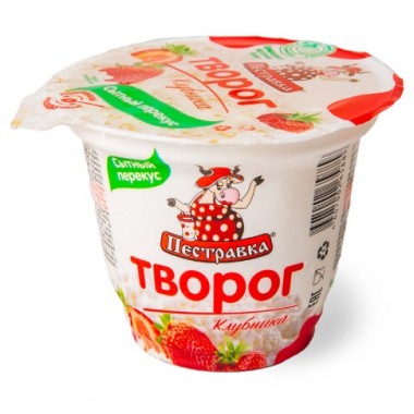 Творог "Клубника" 4% "Пестравка" 120 гр. Творог "Клубника" 4% "Пестравка" 120 гр.