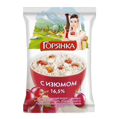Творожная масса с изюмом 16,5% «Горянка» 180 гр. Творожная масса с изюмом 16,5% «Горянка» 180 гр.
