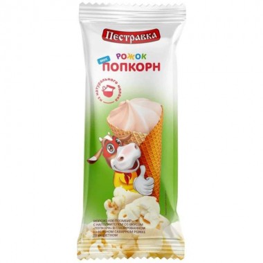 Мороженое пломбир со вкусом попкорна 12% «Пестравка» 90г Мороженое пломбир со вкусом попкорна 12% «Пестравка» 90г