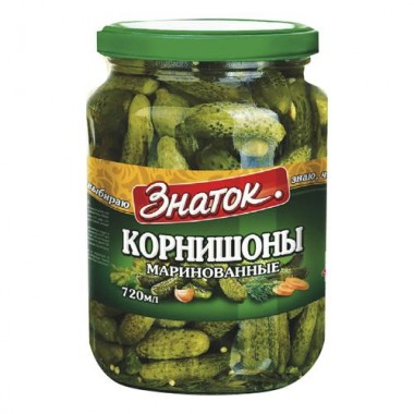 Огурцы корнишоны маринованные «Знаток» 680гр Огурцы корнишоны маринованные «Знаток» 680гр