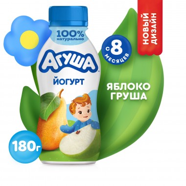 Йогурт Агуша Яблоко-груша 180гр