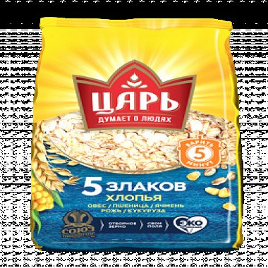 Хлопья 5 злаков "Царь" 400гр