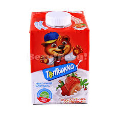 "Топтыжка" Молочный коктейль со вкусом клубники со сливками , 500 г