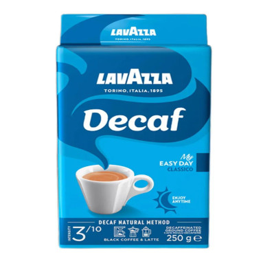 Кофе "Dekaffeinato" (молотый) бан. 250гр "Lavazza"