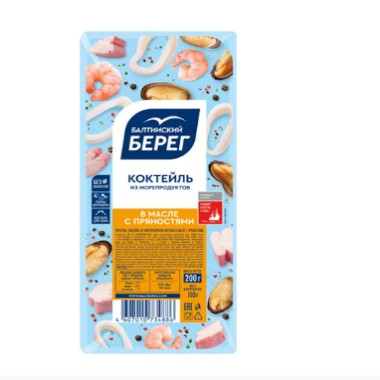 Коктейль из морепродуктов в масле с пряностями "Балтийский берег" 150гр