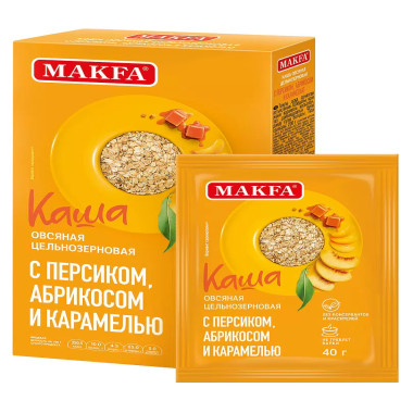 Каша овсяная "С персиком, абрикосом и карамелью" 200гр "Makfa"