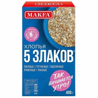 Хлопья "5 злаков" 400гр "Makfa"