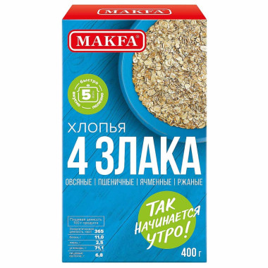 Хлопья "4 злака" 400гр "Makfa"