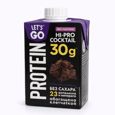 HI-PRO Коктейль безлактозный 0% шоколад 500гр Let*s Go