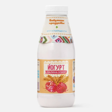 Йогурт Малина и злаки 290 гр Бабулины продукты