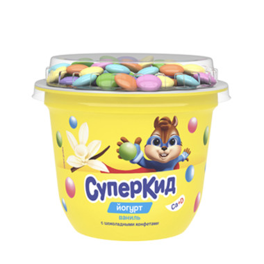 Йогурт Суперкид Ваниль с конфетами 103гр