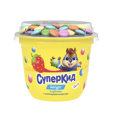 Йогурт Суперкид Клубника с конфетами 103гр