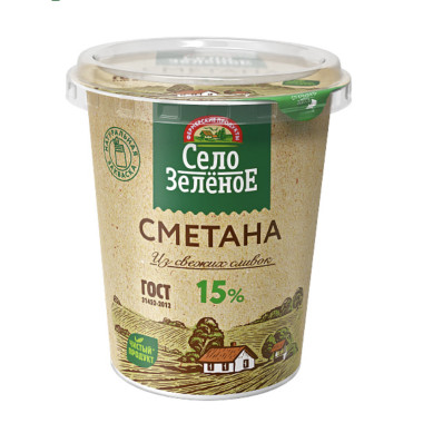 Сметана 15% "Село Зеленое" 300 гр.