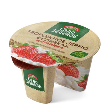 Зерно творожное в сливках с клубникой 5% «Село Зеленое» 130 гр.