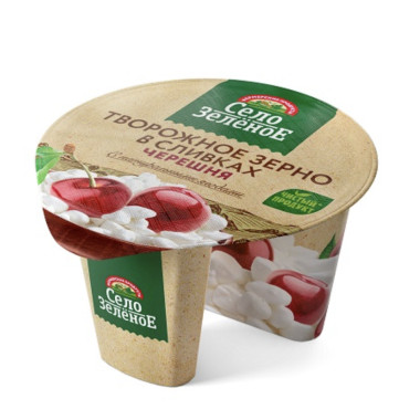 Зерно творожное в сливках с черешней 5% «Село Зеленое» 130 гр.