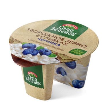 Зерно творожное в сливках с черникой 5 % «Село Зеленое» 130 гр.