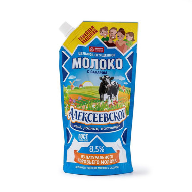 Молоко цельное сгущенное с сахаром ГОСТ «Алексеевское» 650 гр.