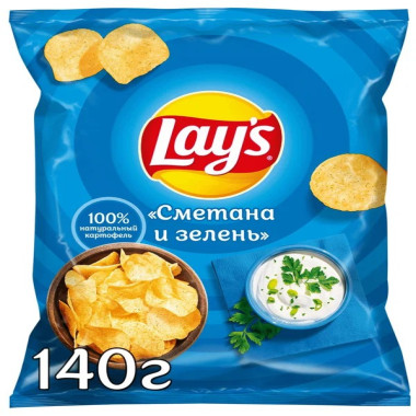 Қаймақ пен көкөністер қосылған чипсы, 140 г