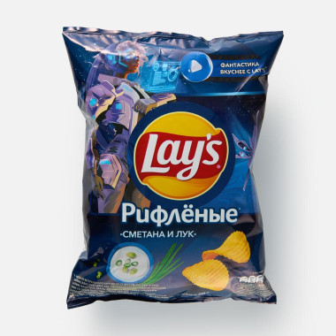 Қаймақ пен пияз қосылған гофрленген чипсы, 140 г