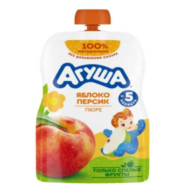 Агуша пюре яблоко персик 90гр
