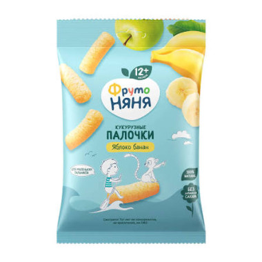 Палочки кукурузные "Яблоко и банан" "Фруто Няня" 20 гр
